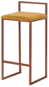 Banqueta Decorativa Selena Base Bronze Suede Mostarda G41 - Gran Belo
