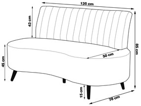 Sofá Living Decorativo 2 Lugares 1,35M Katara Cinza Escuro Linho G33 - Gran Belo