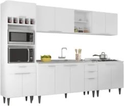 Armário de Cozinha CP05 Com Pia 150cm Pérola Z34 Branco     - Mpozenat