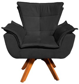 Poltrona Sala de Estar Giratória MM30 Opala Suede Preto