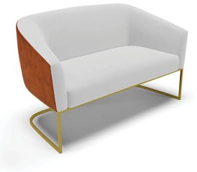 Sofá 2 Lugares Namoradeira Industrial Dourado Stella Noz/Linho D03 - D'Rossi - Cinza