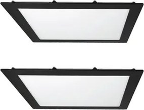 Kit 2 Plafons LED Embutir Quadrado 18W Preto 22,5cm