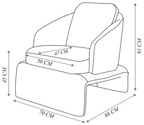 Poltrona Design Sala de Estar Califa Encosto Almofadado Bouclê Cinza G92 - Gran Belo