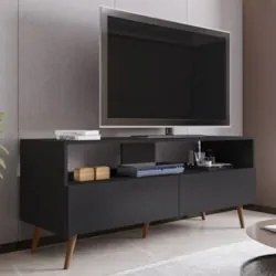 Rack para Sala Bancada de TV 55 Pol 136cm Pés Retrô Senna Z34 Preto -