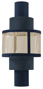Luminária Cuore G Tela + Tecido - Dourado Soleil - Tecido Veludo Azul Safira