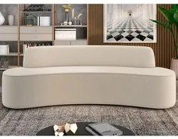 Sofá 3 Lugares para Sala de Estar Living 210cm Koane D06 Veludo Creme