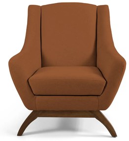 Kit 02 Poltronas Decorativas Sala de Estar Base de Madeira Naomi Veludo Telha G15 - Gran Belo