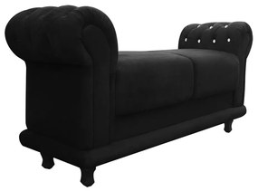 Recamier Barcelona Namoradeira Calçadeira Suede Preto com strass D'Rossi