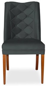 Kit 6 Cadeiras de Jantar Micheli Suede Cinza Grafite