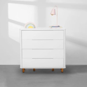 Cômoda Boom 4 Gavetas com Pés Nordic Mel - Branco