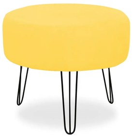 Puff Redondo para Sala Chloe Suede Amarelo