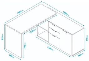 Mesa L Diretor Escritório Home Office 150x150 Marrom Preto