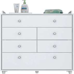 Cômoda Para Quarto Infantil Pão de Mel 6 Gavetas - Branco