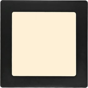 Plafon Led De Embutir Quadrado Preto 12W 3000K Moldura