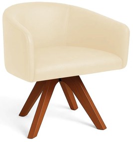 Poltrona Sala Base Giratória Madeira Arielle Sintético Bege D03 - D'Rossi