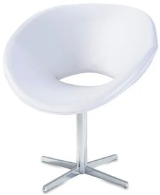 Poltrona Tok Assento Courino Branco Base Fixa em Aluminio - 56021 Sun House