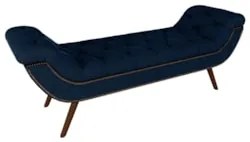 Puff Recamier Calçadeira 140cm Pés Palito Madeira Vêneto Z37 Veludo Az