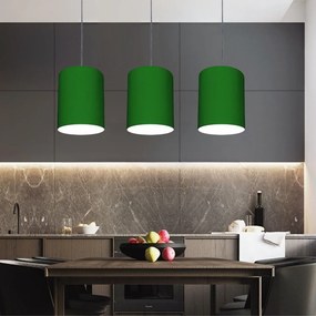 Lustre Pendente Cilíndrico Md-4012 Cúpula em Tecido 18x25cm Verde Folha - Bivolt