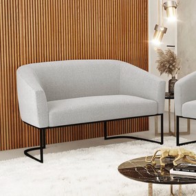 Sofá 2 Lugares Namoradeira Industrial Preto Stella Bouclê Cinza D03 - D'Rossi