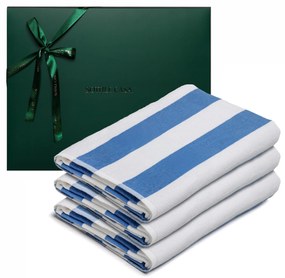 Kit 3 Toalhas de Piscina Sottile Casa Capri c/ Caixa De Presente Verde- Azul Azul