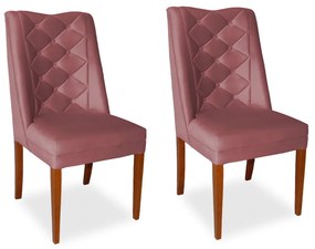 Kit 2 Cadeiras de Jantar Micheli Suede Rose