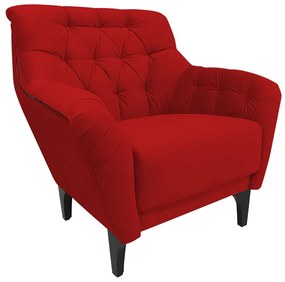 Poltrona Decorativa Roma Botonê Pés Madeira Veludo Vermelho - Sheep Estofados - Vermelho