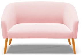 Namoradeira 02 Lugares Stella Suede Rosa Bebê Pés Palito Castanho - D'Rossi