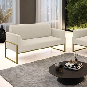 Sofá 2 Lugares Namoradeira Industrial Alta Dourado Marisa Bouclê Bege