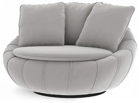 Poltrona Decorativa Redonda Giratória Glória Veludo Cinza - Sheep Estofados - Cinza claro