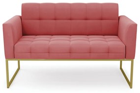 Sofá Namoradeira Elisa Suede Base Metálica Industrial Dourado - D'Rossi - Rose