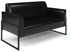 Sofá Namoradeira com 2 Poltronas Base Industrial Alta Preto Marisa Corano D03 - D'Rossi - Preto