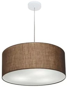 Lustre Pendente Cilíndrico Md-4100 Cúpula em Tecido 50x25cm Café - Bivolt