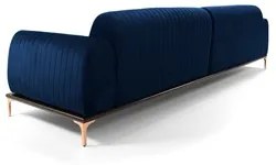 Sofá 350cm 6 Lugares com Chaise Esquerdo Pés Gold Molino C-304 Veludo