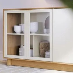 Balcão Aparador Buffet Vicky Com Espelho Adnet 67cm C05 Freijó/Off Whi
