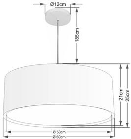 Lustre Pendente Cilíndrico Duplo Md-4297 Cúpula em Tecido 60x25cm Café - Bivolt