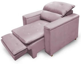 Poltrona Reclinável Retrátil Onix Veludo Liso Rosa - Sheep Estofados - Rosa