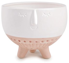 Cachepot em Cerâmica Branco e Rosê 9,5x12,5 cm - D'Rossi