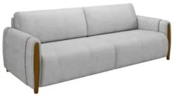Sofá 3 Lugares 223cm Pés Madeira Amaranto Z32 Veludo Cinza - Mpozenato