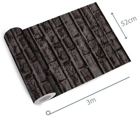 Papel de parede adesivo tijolo cinza escuro