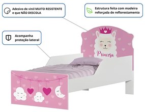 Mini Cama Infantil 153,2x79cm com Proteção Lateral Personagens K02 - D'Rossi - LHAMA PRINCESA