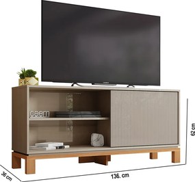 Rack Bancada Tv Para Sala de Estar 136cm Visari C01 - D'Rossi - Marrom/Freijó