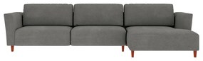Sofá 350cm com Chaise Direita Franz Suede Grafite G52 - Gran Belo