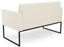 Sofá Namoradeira e 2 Poltronas Base Industrial Preto Ana Veludo Bege -