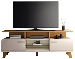 Rack para Sala Bancada de TV 70 Pol 200cm Zuri 1.6 Off White/Cinamomo H01 - D'Rossi