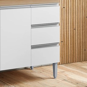 Balcão Cozinha com Tampo 100cm 3 Gavetas Leticia A01 - D'Rossi - Amendoa e Branco