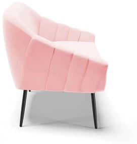 Namoradeira 02 Lugares Giovana Suede Pés Palito de Ferro - D'Rossi - Rosa Bebê