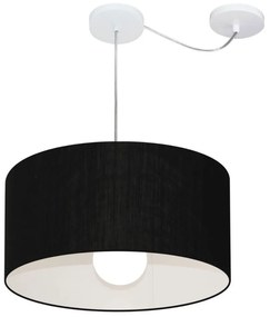 Lustre Pendente Cilíndrico Com Desvio Md-4228 Cúpula em Tecido 45x25cm Preto - Bivolt
