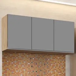 Armário Aéreo de Cozinha 120cm 3 Portas Virgínia Castanho/Cinza - Lumi
