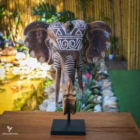 Cabeça de Elefante em Madeira | Bali