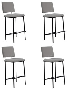 Kit 4 Banquetas Fixa Decorativa Base de Aço Marcius Linho Cinza G17 - Gran Belo